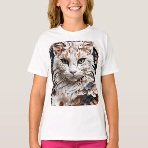 Camiseta gato, gatito con flor