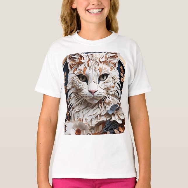 Camiseta gato, gatito con flor (Anverso)