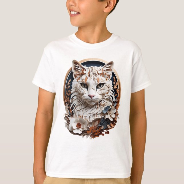 Camiseta gato, gatito con flor (Anverso)