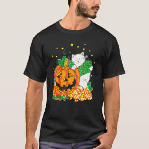 Camiseta Gato gatito de calabaza de Halloween vintage maíz