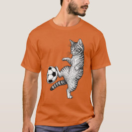 Camiseta Gato gatito divertido jugando fútbol Mamá gato lin