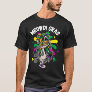 Camiseta Gato Gatito Dueño de Meowdi Mardi Gras Máscara Cue