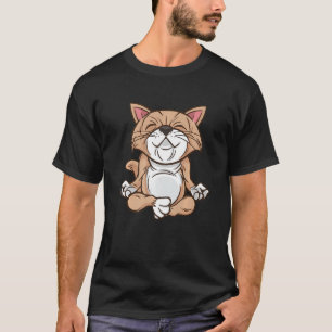 Camiseta Gato Gatito Ejercicio Om Meditación Posición Lotus