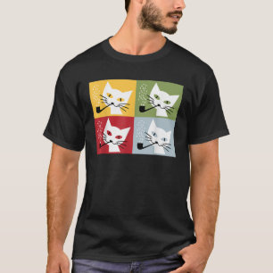 Camiseta Gato Gatito Gatito Fumar Pipe Retro Arte Vintage T