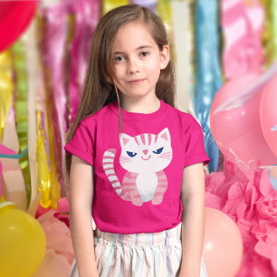Camiseta Gato gatito gatito rayado rosado