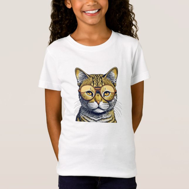 Camiseta Gato gatito genial con gafas (Anverso)
