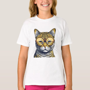 Camiseta Gato gatito genial con gafas