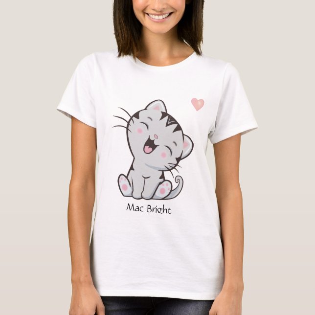 Camiseta Gato gatito gris atigrado lindo & Corazón (Anverso)