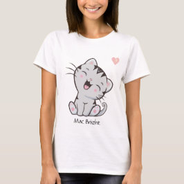 Camiseta Gato gatito gris atigrado lindo y corazón