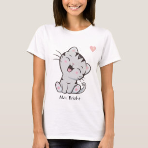 Camiseta Gato gatito gris atigrado lindo y corazón