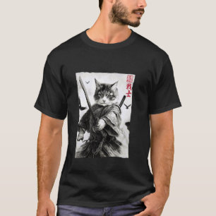Camiseta Gato gatito guerrero japonés vintage Katana Ukiyo 