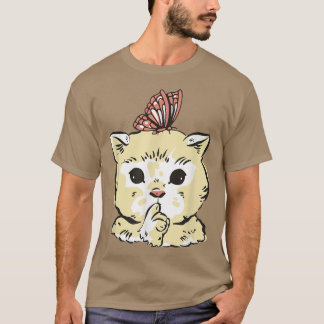 Camiseta Gato gatito lindo con mariposa