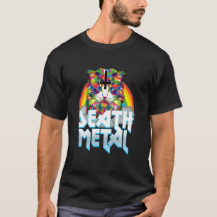Camiseta Gato Gatito Lindo Metal Muerte Arcoíris Al Revés C