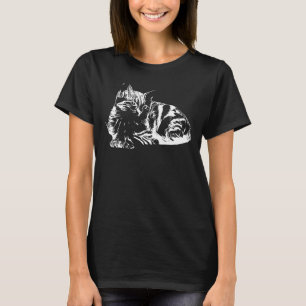 Camiseta Gato Gatito Lindo - silueta de líneas 2