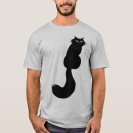 Camiseta Gato gatito negro gatito de pelo largo mirando hac