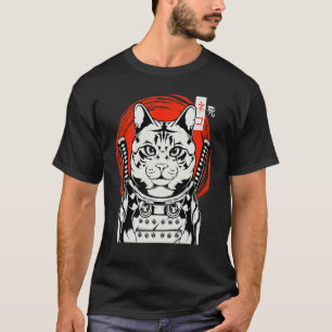 Camiseta Gato Gatito Ninja Samurái Japonés Bushido Katana S