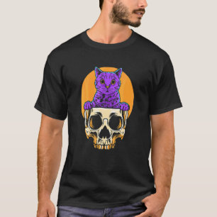 Camiseta Gato gatito Pastel Gótico Cráneo Cabeza de Muerte 