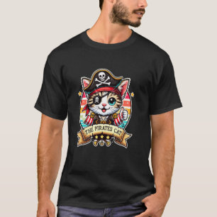 Camiseta Gato Gatito Pirata Parche Para Ojos Caribe