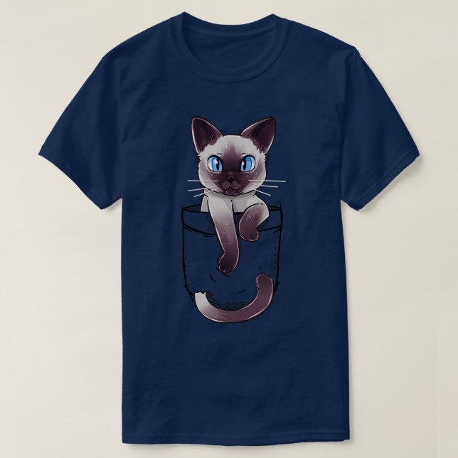 Camiseta Gato gatito siamés de bolsillo (Diseño del anverso)
