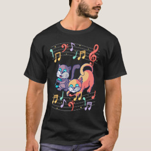 Camiseta Gato Gatito Tocando Nota Musical Clave Artista Mus