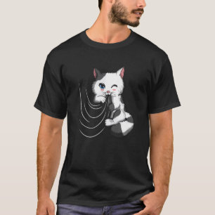 Camiseta Gato Gato Acaricia Con Edredón Juega Con Cortina