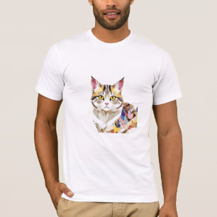 Camiseta Gato Gato Adorable Diversión Animal Colorful Geomé