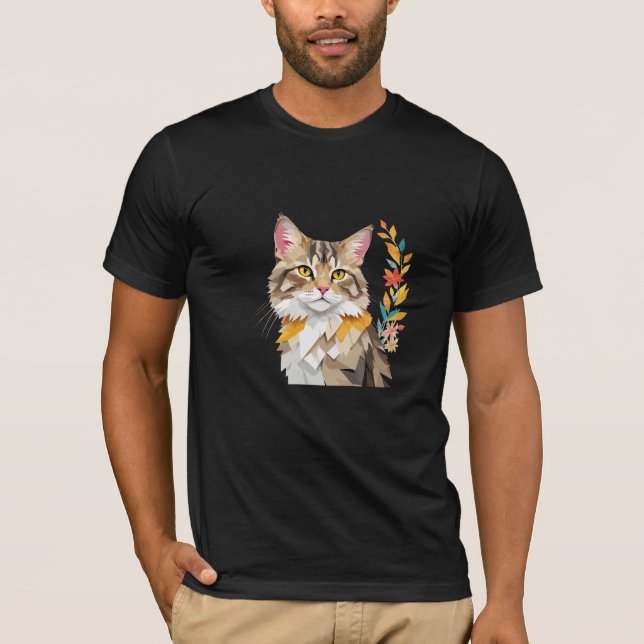 Camiseta Gato Gato Adorable Diversión Animal Colorful Geomé (Anverso)
