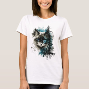 Camiseta Gato gato azul ojos gato Motiart Bosque gato gato