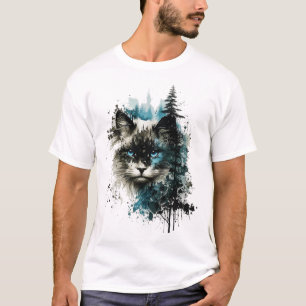 Camiseta Gato gato azul ojos gato Motiart Bosque gato gato 