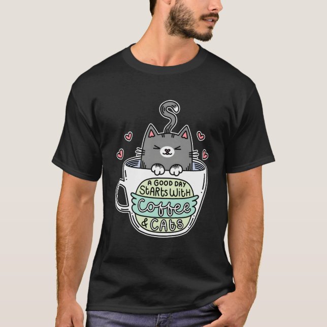 Camiseta Gato Gato Café Café Gatos (Anverso)