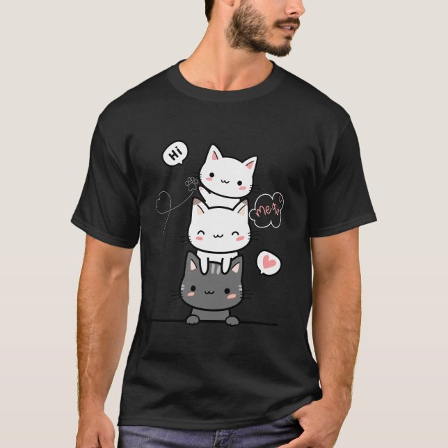 Camiseta Gato Gato Cute Kitty Gats Anime Kawaii Neko gato (Anverso)