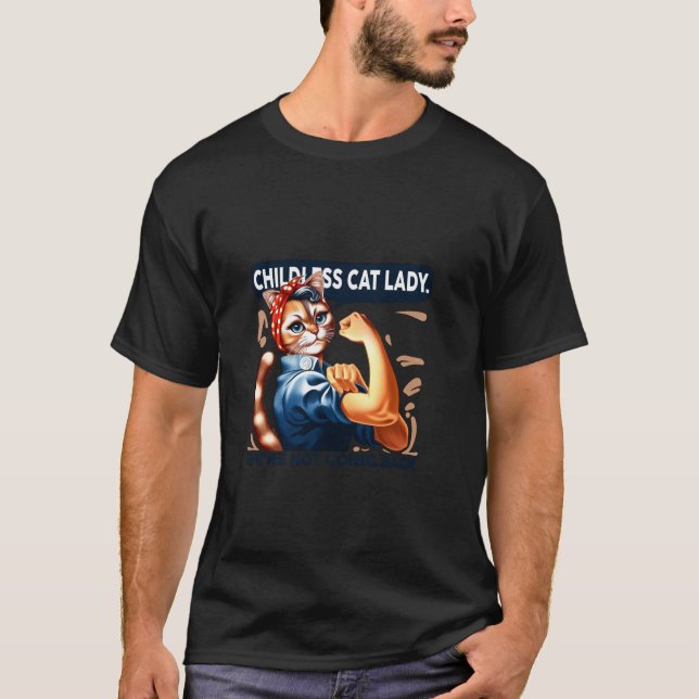 Camiseta Gato Gato Dama Gato Amantes de Perro sin Hijos No  (Anverso)