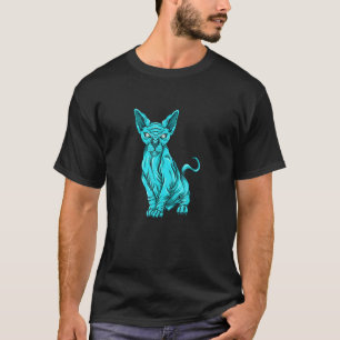 Camiseta Gato Gato Gatito Azul Sphynx