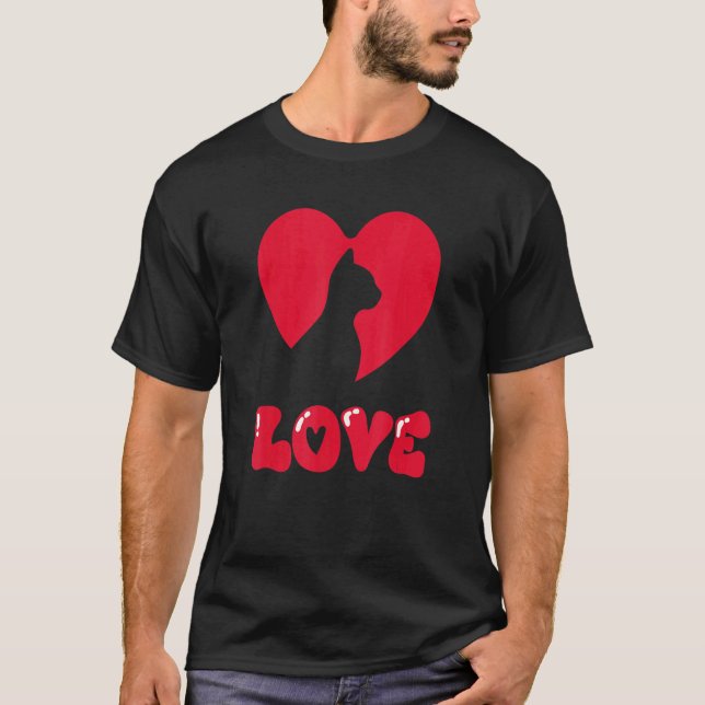 Camiseta Gato Gato Gatito Corazón Rojo Animal Amor Como Mas (Anverso)