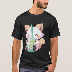 Camiseta Gato Gato Gatito Gatito Boba Kawaii Beber Niño Té