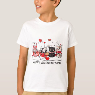 Camiseta Gato Gato Gatito Gatito Feliz Día de San Valentín 