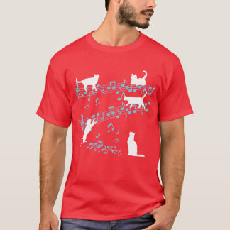 Camiseta Gato Gato Gatito Gatito Jugando Notas Musicales Am