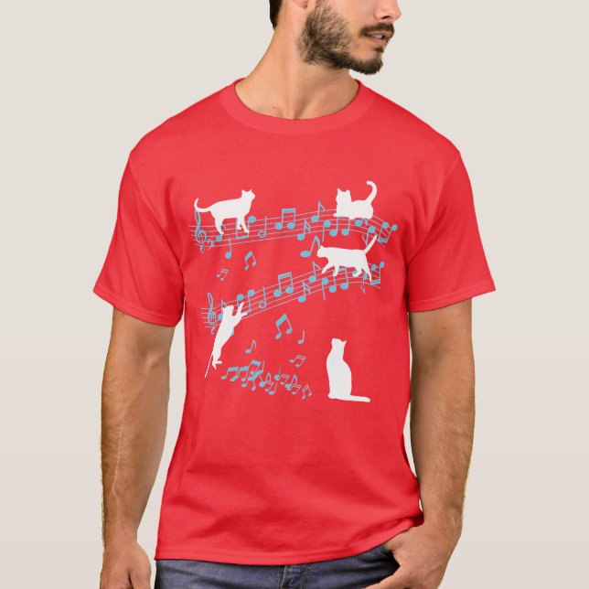 Camiseta Gato Gato Gatito Gatito Jugando Notas Musicales Am (Anverso)