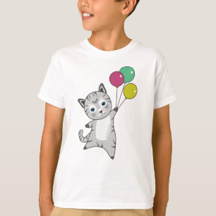 Camiseta Gato Gato Gatito Globos Animales Dulces Tricolor