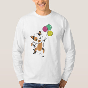 Camiseta Gato Gato Gatito Globos Animales Dulces Tricolor