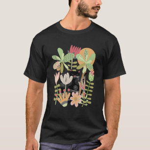 Camiseta Gato Gato Gatito Negro En La Selva Flores Gardeni