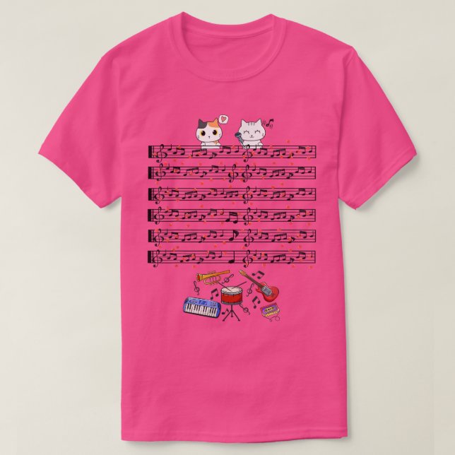 Camiseta Gato Gato Gato Gatito Tocando Música Piano Guitarr (Diseño del anverso)