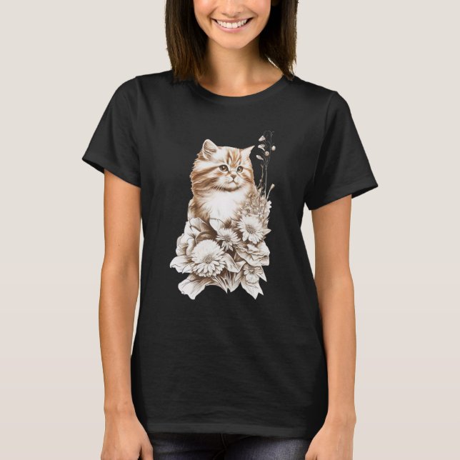 Camiseta Gato Gato Gato Gato Gatito Y Flores Gato Propietar (Anverso)