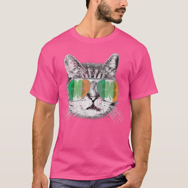 Camiseta Gato Gato Shamrock St Patricks Day Saint Paddys (Anverso)