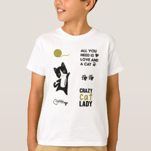 Camiseta Gato Gatos Blancos Saltos rosados Pegatina Paws Pa
