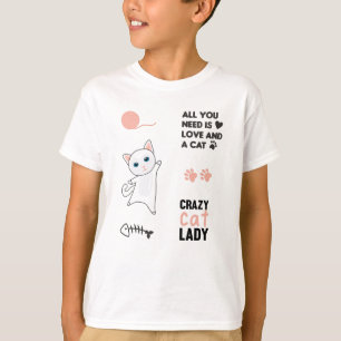 Camiseta Gato Gatos Blancos Saltos rosados Pegatina Paws Pa