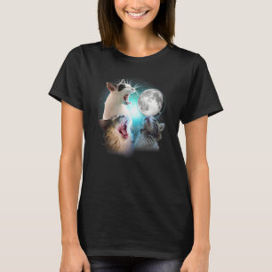 Camiseta Gato    Gatos Maullando A La Luna    Gato