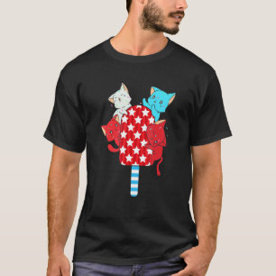 Camiseta Gato Gatos Rojo Blanco Y Azul 4 De Julio Paleta 1