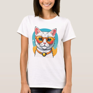 Camiseta Gato genial con gafas de sol