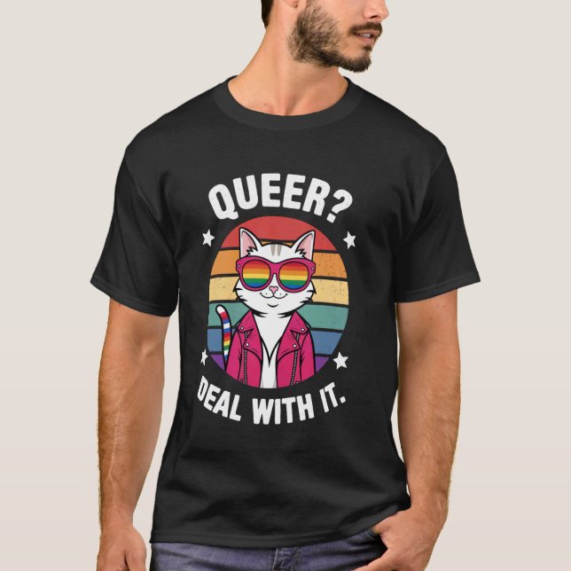 Camiseta Gato genial con gafas de sol de arcoíris (Anverso)